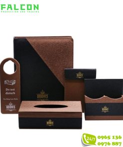 Bộ đồ tiện nghi khách sạn bọc da cao cấp in logo theo yêu cầu