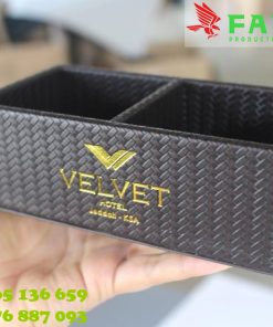 Hộp đựng gói trà, cà phê 2 ngăn bọc da cao cấp
