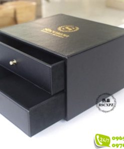 Hộp đựng đồ amenities khách sạn bọc da 2 tầng