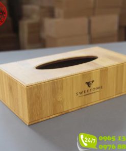 Hộp đựng giấy khách sạn bọc da màu tre trúc tự nhiên