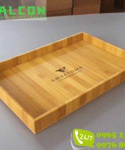 Khay đựng đồ minibar khách sạn bọc da PU màu tre vàng tự nhiên